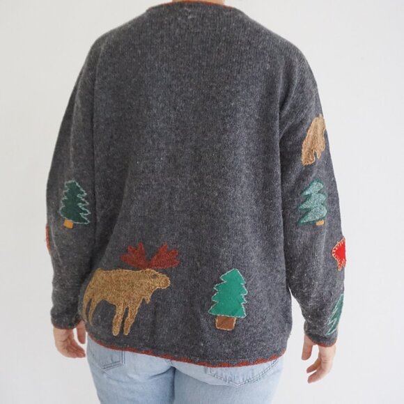 Vintage Northern Isles Cabin Scene Sweater Cabincore Outdoors Grandmacore M - Picture 2 of 10